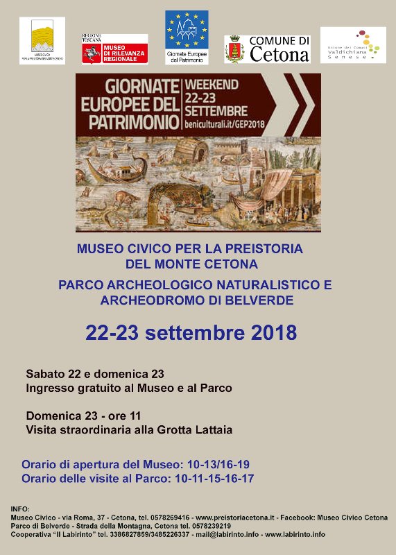 Giornate Europee del Patrimonio
Il 22 e 23 settembre scegli Cetona